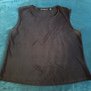 Briggs New York Women's 1X Sleeveless Pleated Tank Top – Black